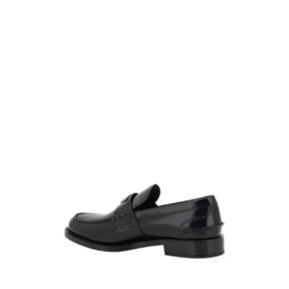 Prada Black Leather Logo Loafers - Picture 2 of 4